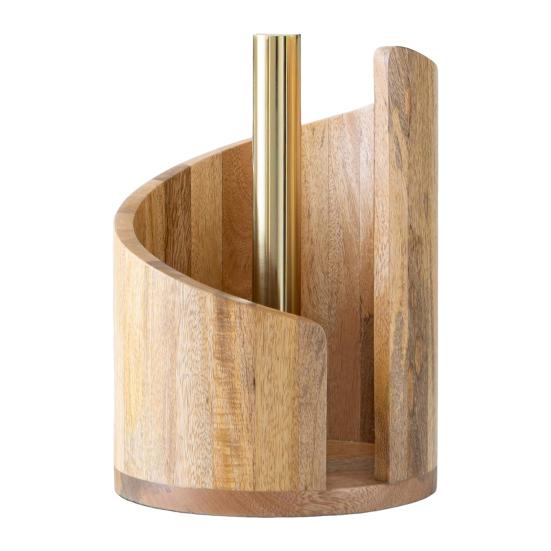 Wood Paper Towel Holder One-Handed Operation Easy Access Paper Towel Stand Farmhouse Kitchen Decor Accessory