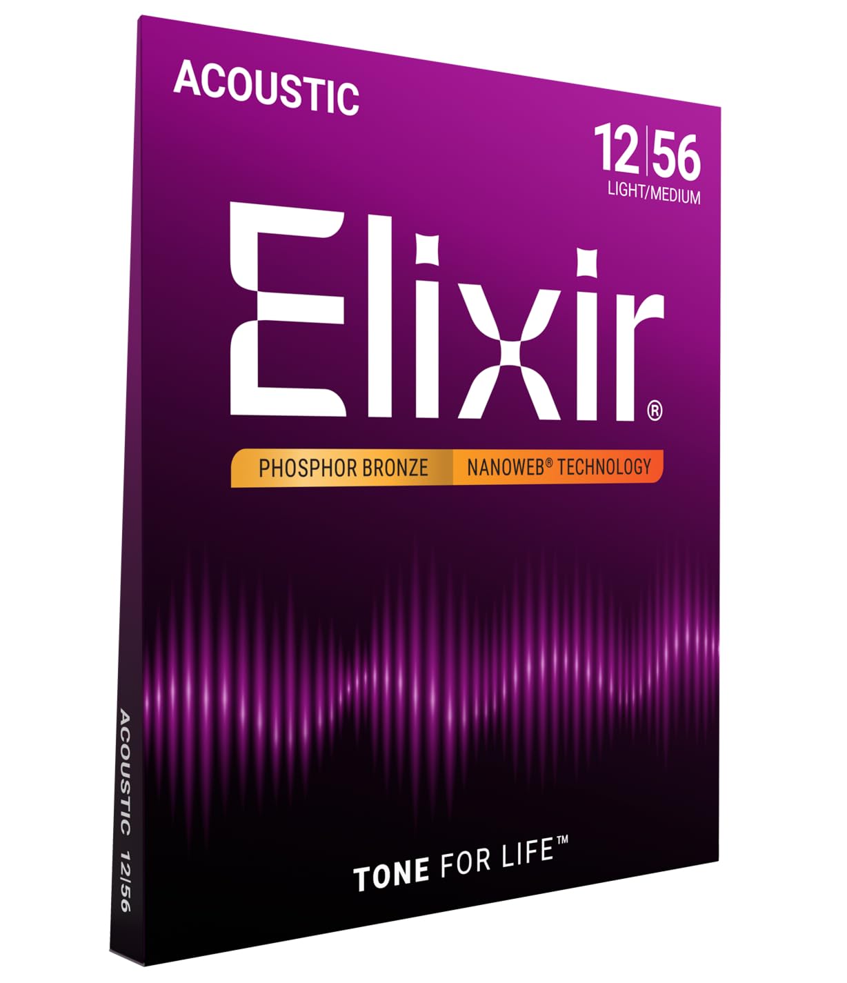 

ELIXIR NANOWEB Phosphor Bronze Acoustic Guitar Strings, Light Medium, .012-.056, #16077 [Official Japanese Product]