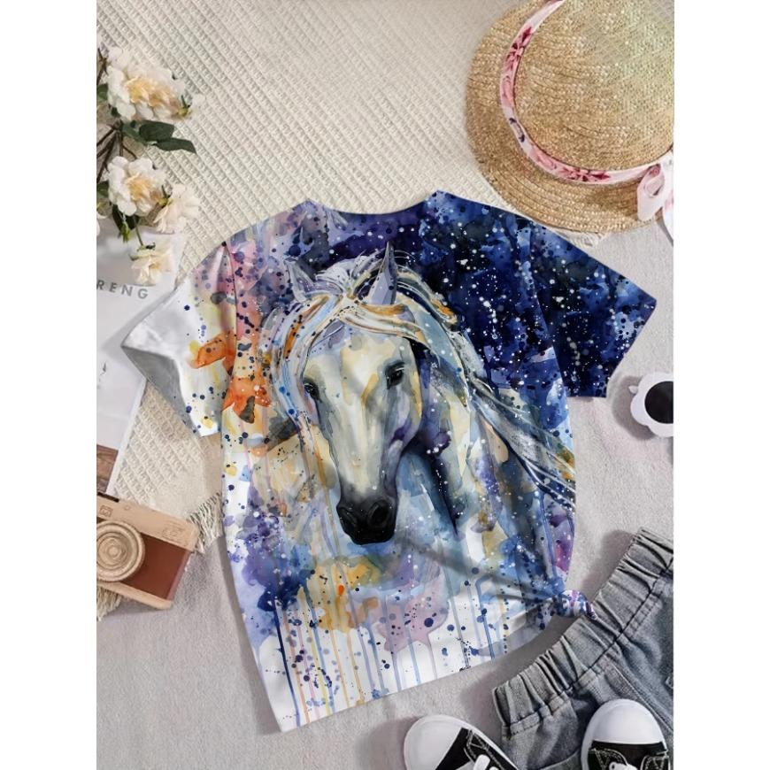 Kids Summer T-shirt 3D Printed Short Sleeve Clothes Girl Top O-Neck Tee