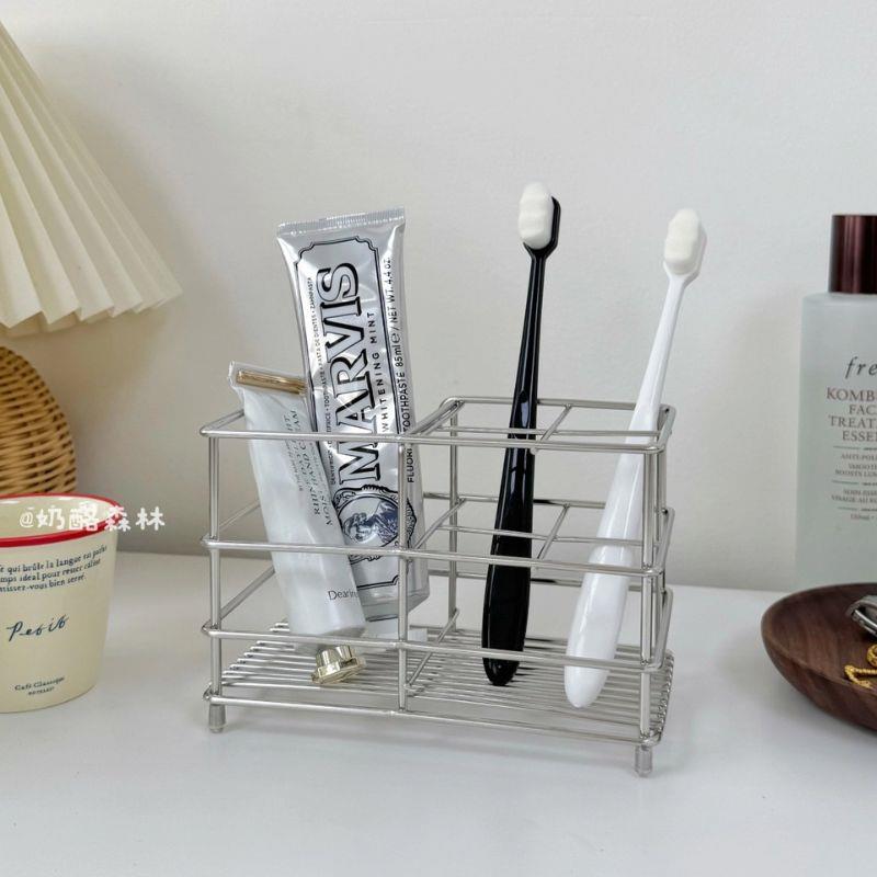Creative Stainless Steel Toothbrush Holder Black Wall Mounted Electric Toothbrush Rack Toothpaste Storage Space-Saving Accessory