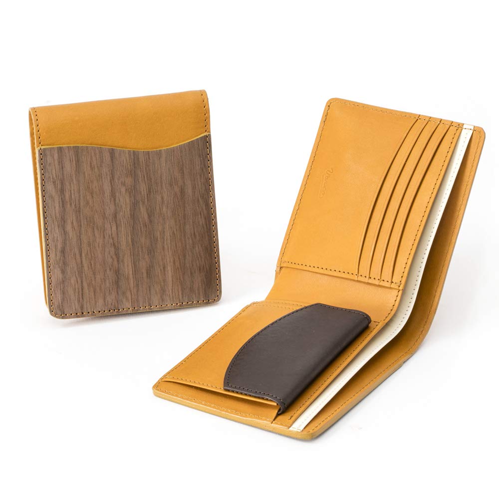 

REAL Smart wallet bifold wallet genuine leather made in Japan mustard [VARCO WOOD] men s women s