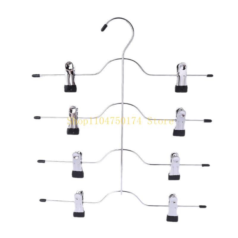 Multifunctional 4 Layer Stainless Steel Pants Hanger Rack Clip Skirt With 8 Clip top sale