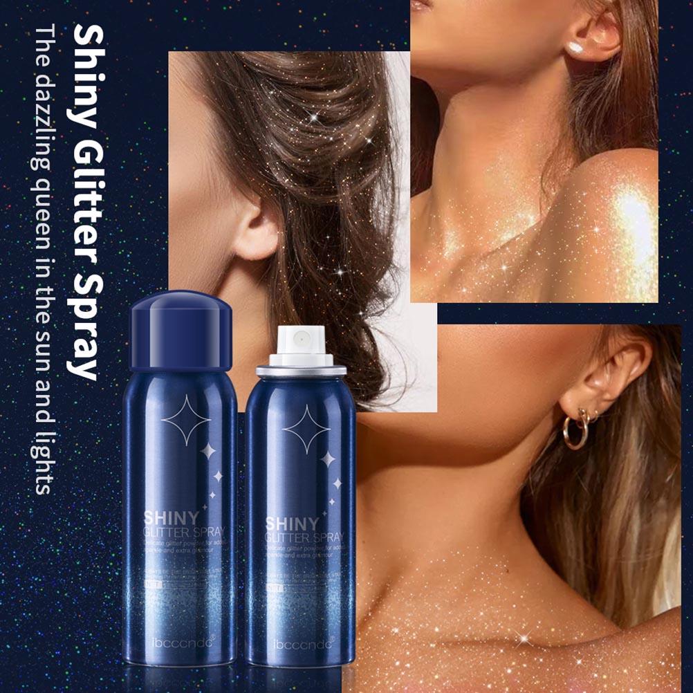 Glänzendes Glitzerspray 60ml Silber Glitzer Haarspray für Damen Glitzerpuder Make-Up Spray Haar und