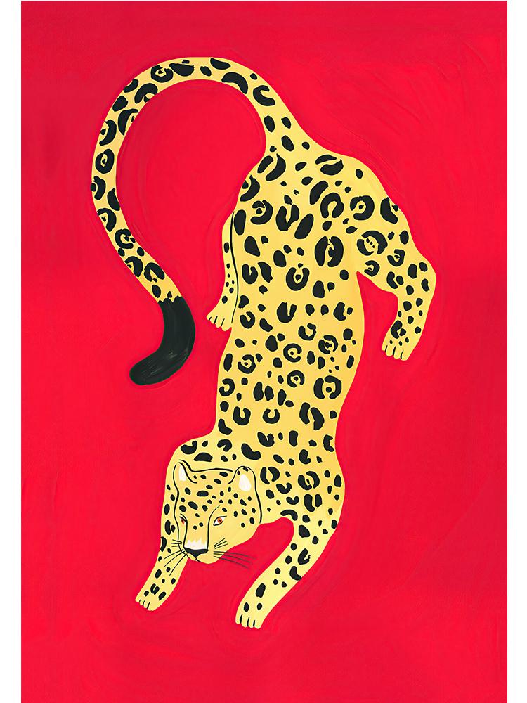 Rosa Gull Leopard Grønn Plakater og Trykk Lerretsmalerier Dyr Veggkunst Bilder for Moderne Stue Veggdekorasjon