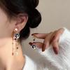 Elegant Cat Star Tassel Earrings for Women - Dreamy Niche Design with Mosquito Coil Clasp