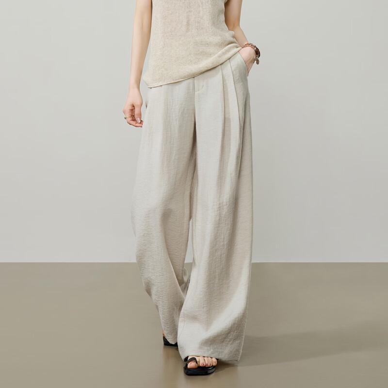 ESE-Y Women's Linen Blend Relaxed Wide-Leg Pants
