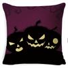 Halloween Pillow Pumpkin Little Witch Horror Cushion Linen Cushion Cover Holiday Party Pillow Cover Bed Backrest