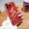 Golden Horse on Red Background lucency Phone Case for IPhone 14 15 16 13 12 11 17 Pro Max 12 13 Mini Soft Cover