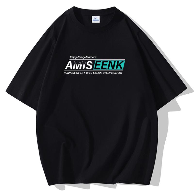 Men's Fashion Large Size Loose Short Sleeves T-Shirt 100% Cotton