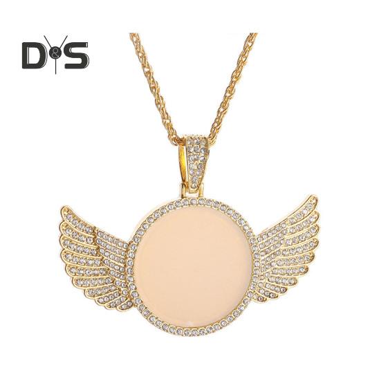 

Индивидуальное фото ожерелье с крыльями ангела, фоторамка, ожерелье с подвеской в стиле хип-хоп для мужчин и женщин, подарки на день святого валентина и день рождения золотистый