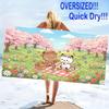 Bubu Dudu Cartoon Print Beach Towel, Large Soft Quick Dry Towel for Beach Camping Swimming