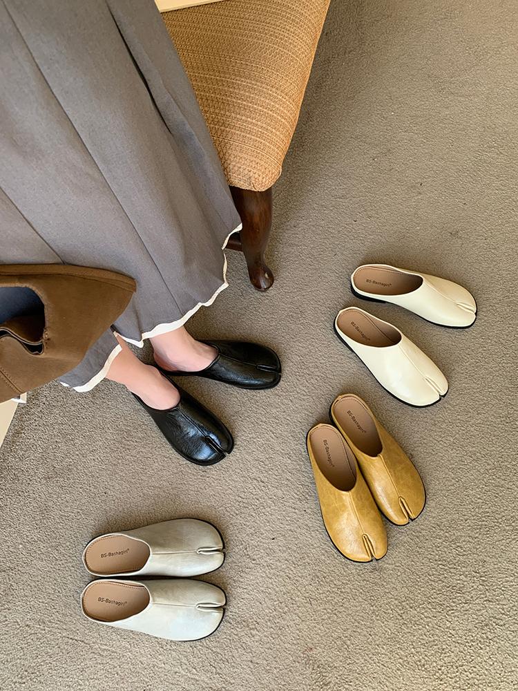 Fashion Split-toe Flat Shoes Female Tabi Ninja Shoes Soft-soled Casual Slip-on Lazy Boat Slingback Mules Shoes Loafers Women Moccasin
