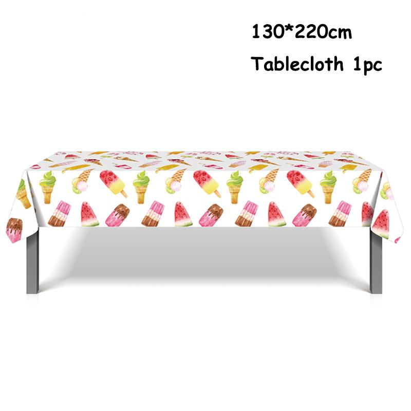 Ice Cream Birthday Party Decoration Kids Toy Baby Shower Disposable Tableware Paper Plates Cups Balloons Flag Party Supplies