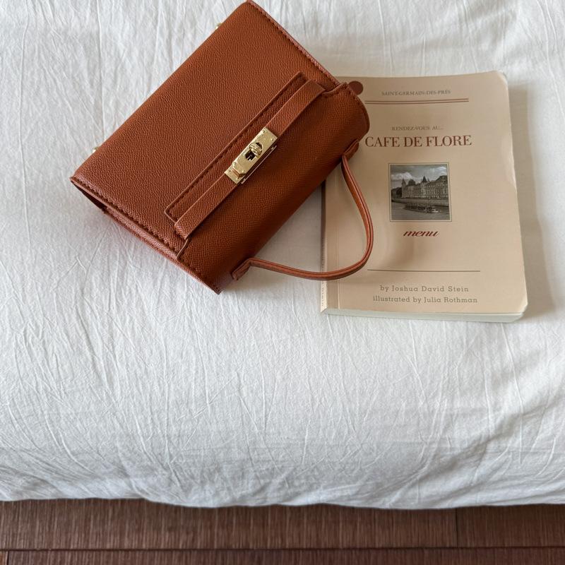 Simple Kelly Style Handbag for Women Faux Leather Crossbody Shoulder Square Bag