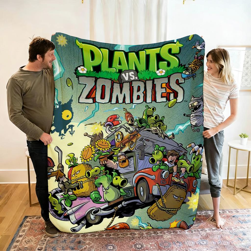 P-Plants Vs Z-Zombi Printed Fleece Throw Blanket Children Warm Soft Blankets for Sofa Bed Cover Blanket Travel Office Gift New