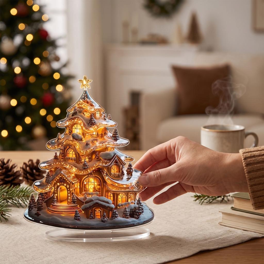 Christmas and Flat Acrylic Decoration, 20 cm Holiday Tabletop Scene Ornament, 2