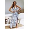 Sexy V Necktie Sling Long Dress Woman Sexy V-neck Camisole Dress Female