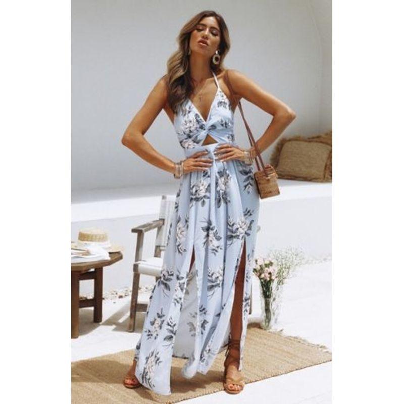 Sexy V Necktie Sling Long Dress Woman Sexy V-neck Camisole Dress Female