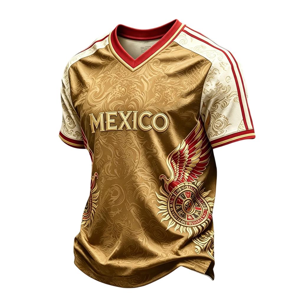 Men's Casual V-Neck Short Sleeve T-Shirt Lightweight Breathable with Mexico Letter Print