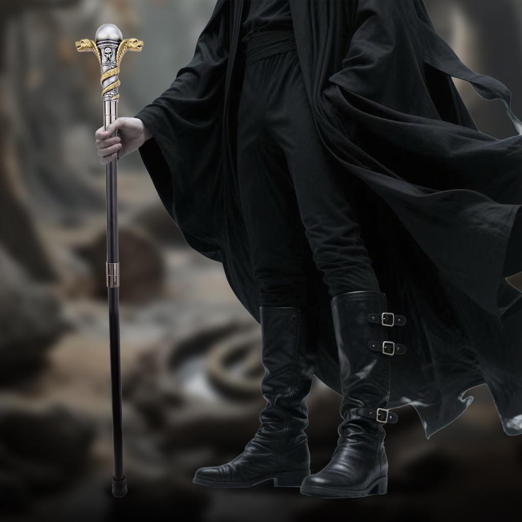 Golden Resin Double Snake Head Cobra Walking Cane Fashion Decorative Steel Stick Gentleman Elegant Cosplay Cane Crosier 94cm