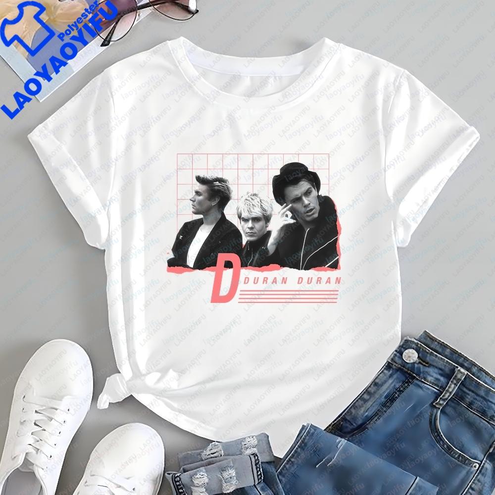 Retro Duran Duran Print Tshirt Unisex Streetwear Shortsleeved Shirt Suitable for Both Unisex and Unisex Large Size
