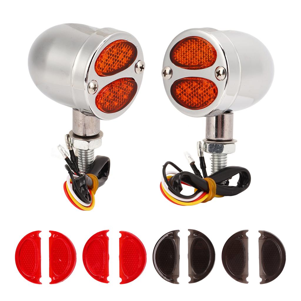 1 Pair Motorcycle LED Turn Signal Light Dual Color Indicator Blinker 12V for Motorbike