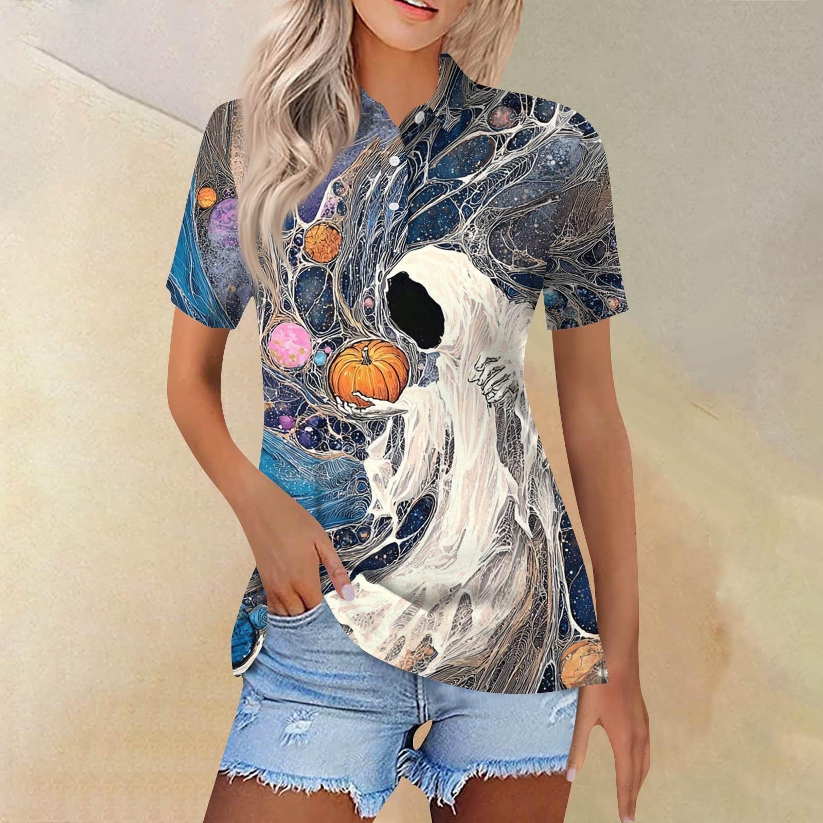 

Женская модная повседневная рубашка с отворотом и коротким рукавом с принтом, женские топы на пуговицах S белый