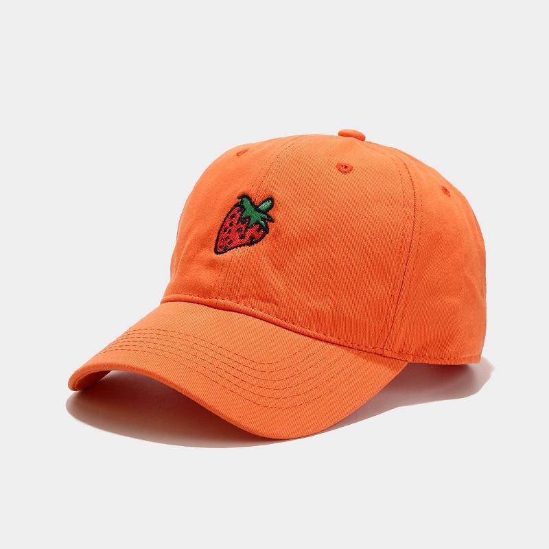 Sunscreen Embroidery Fruit Strawberry Cap Summer Small Fresh Baseball Cap Men's Shade Bend Cap