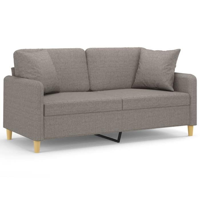 VidaXL Canapé 2 places avec oreillers décoratifs taupe 140 cm tissu 3200916