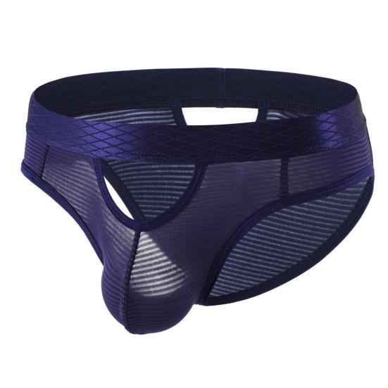 Men Briefs High Elasticity Fit Tight Cut Panties Solid Color Striped Print Breathable Mesh Underwear Smooth Wiring Low Waist Panties