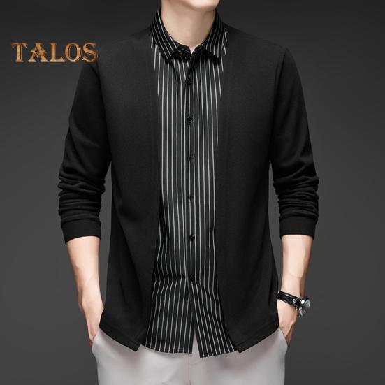 Pánská košile Falešný Dvoudílný cardigan Zapínací límec Jednořadý pruhovaný Dlouhé rukávy Barevně ladící Pletený Formální Business Styl Top