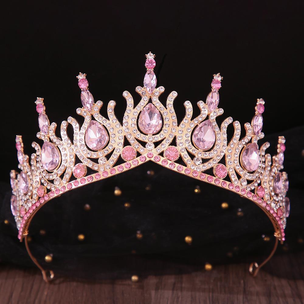 DIEZI 19 Colors Baroque Opal Crystal Tiara Crown For Women Girls Wedding Party Elegant Luxury Rhinestone Crown Hair Jewelry