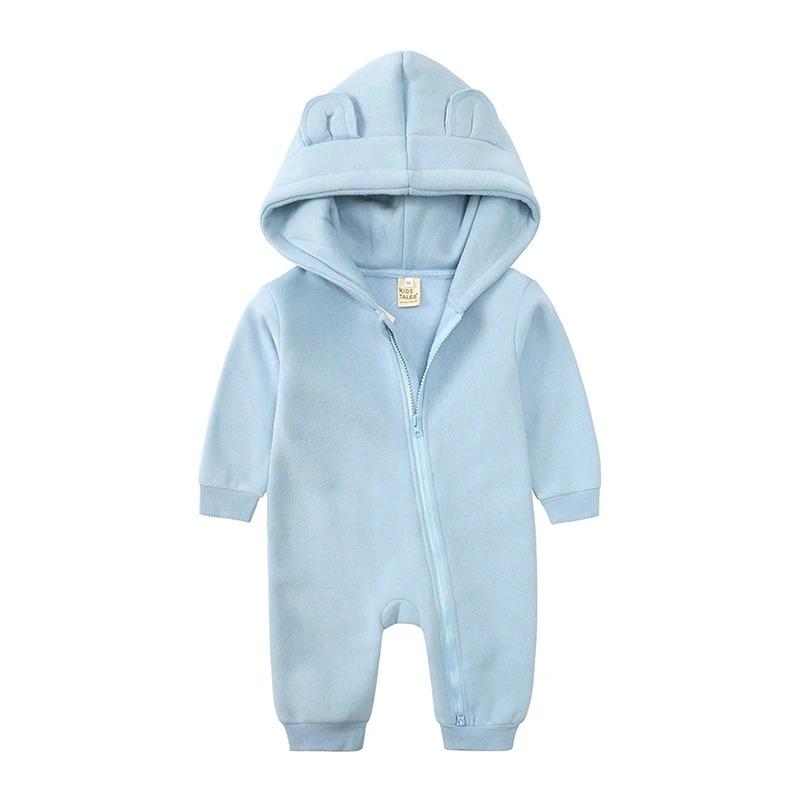 Baby Boys Girls Clothes Long Sleeve Rompers Solid Hoodies Bear Jumpsuit Costume Infant Onesies Bodysuit Newborn