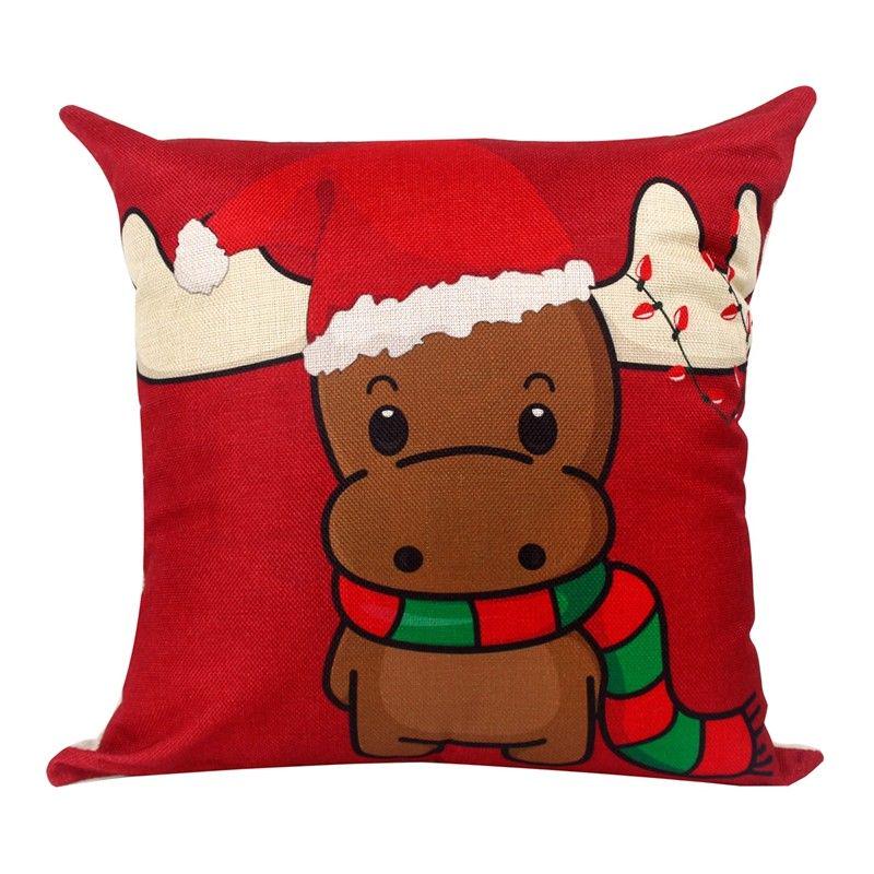Luxurious 18'' Xmas Cotton Pillow Case Linen Cushion Cover For Merry Christmas Home Decoration