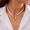 2Pcs Bohemian Shell Starfish Pendant Necklace For Women Conch Seashell Gold Color Metal Chain Choker Summer Beach Party Jewelry
