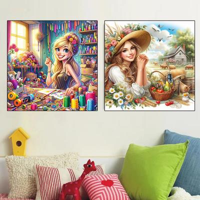 Set Pictură cu Diamante Desen Animat Fată Desene Animate Lipici Broderie cu Diamante Handmade DIY Mozaic Decorațiune Casă Cadou pentru Copii