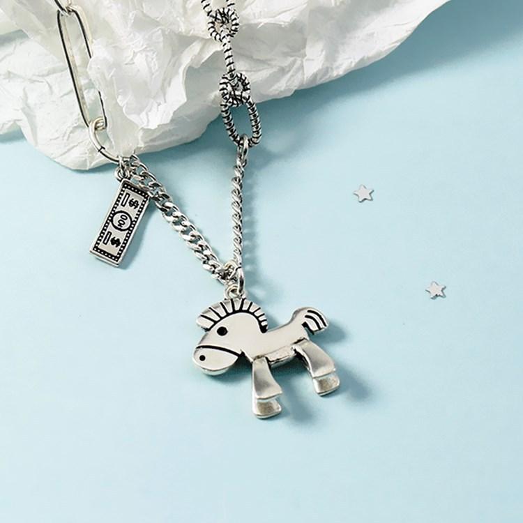 New Creative Retro Money Jewelry Personality Animal Pony Clavicle Chain Horse Pendant Necklaces Birthday Gift for Horse Lover