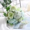 Single Stem Silk Rose Bouquet with Plastic Handle for Wedding Decoration