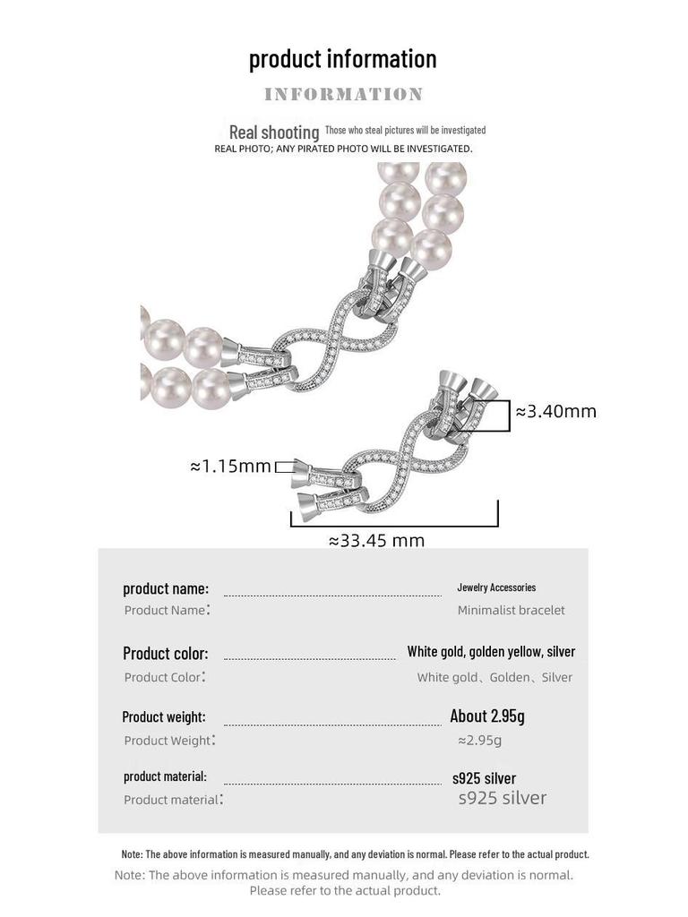 Handmade DIY S925 Silver Pearl Necklace Clasp - Single/Double Row Figure 8 Universal Connecter Accessory.
