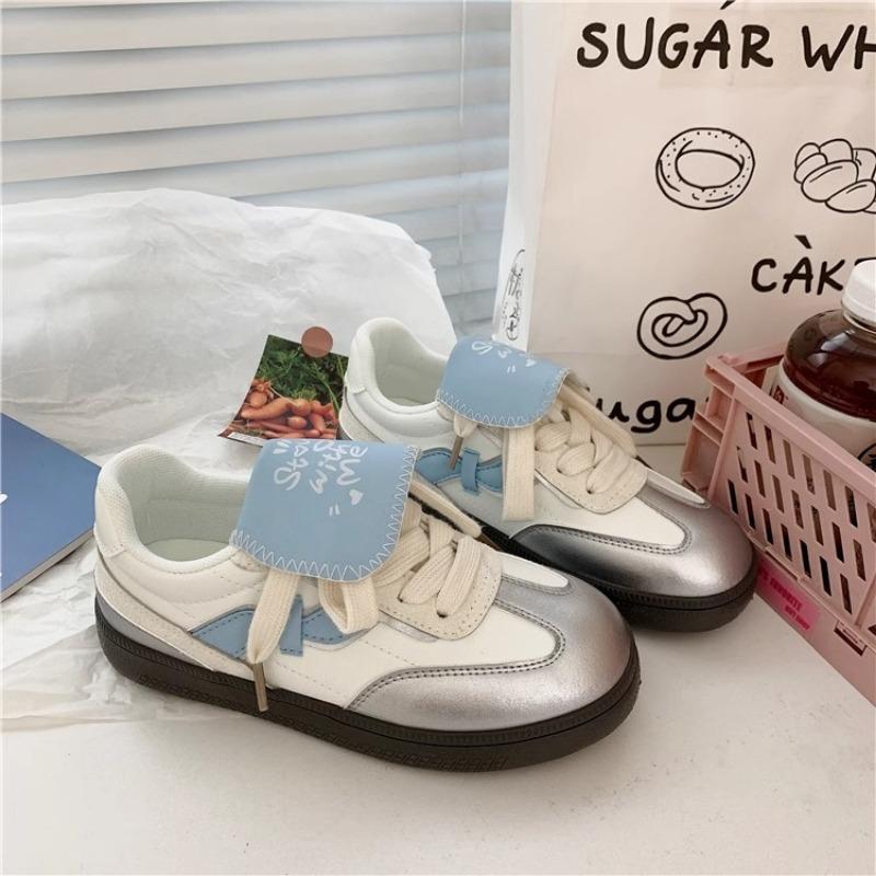 

Board shoes spring and summer striped flat bottom women flip white shoes women sports leisure women breathable non-slip 35 синий