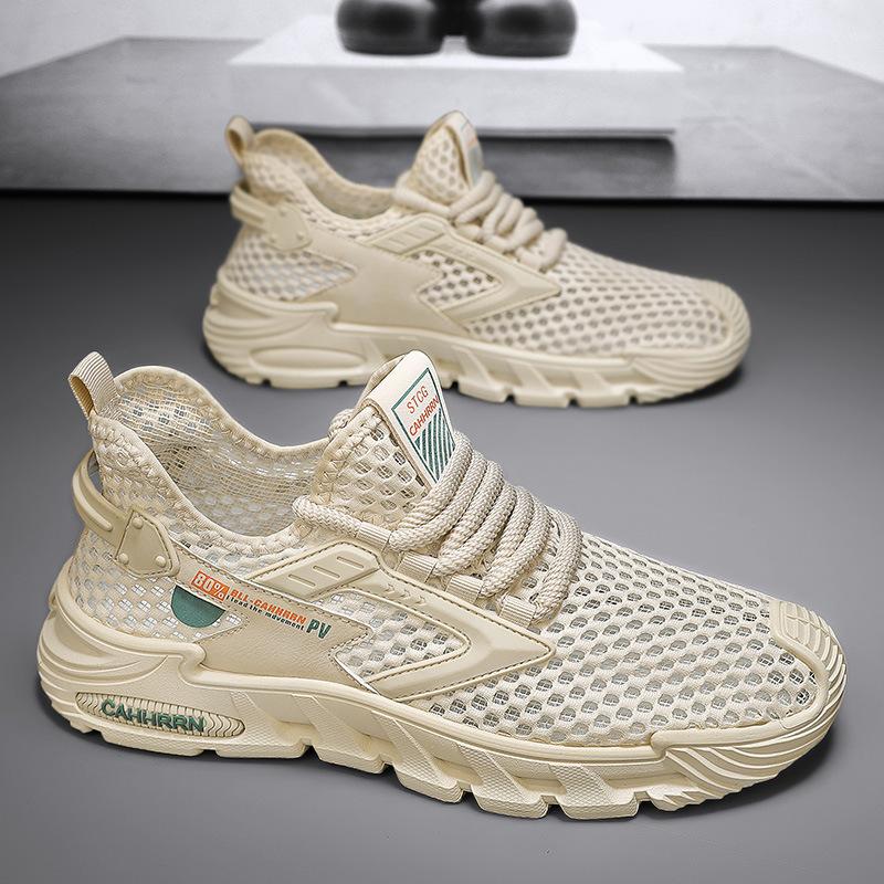 

2024 summer new large mesh breathable low-top lace-up sports men s shoes solid color versatile outdoor travel creek shoes 44