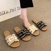 With Skirt Versatile Cool Slippers, Wearing Black Retro High-end Flat-bottomed One-word Slippers, Women's 2025 Autumn New Models