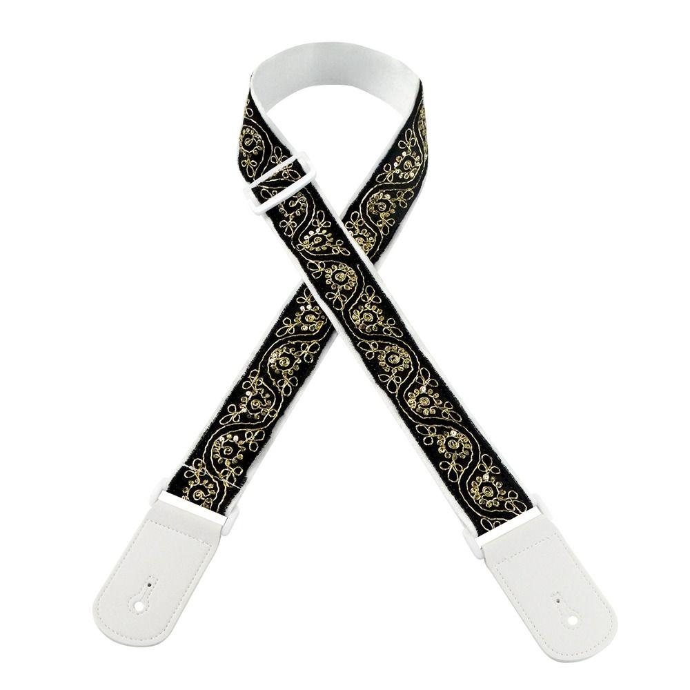 

Embroidered Print Guitar Strap Vintage Guitar Shoulder Belt Guitar Accessories style 8