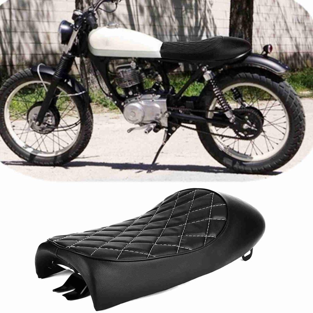 Motocykel Čierna PU Koža Vintage Sedadlo Hrb Sedlo Vankúš Pasuje na Honda CG125 Cafe Racer