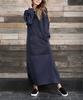 Herbst und Winter neue lockere Strick-Kapuzen-Langkleid Fleece-Pullover Freizeit-Modekleid große Tasche Rock