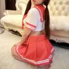 Women Crop Top Mini Pleated Skirt Stockings Schoolgirl Uniform Cosplay Costume