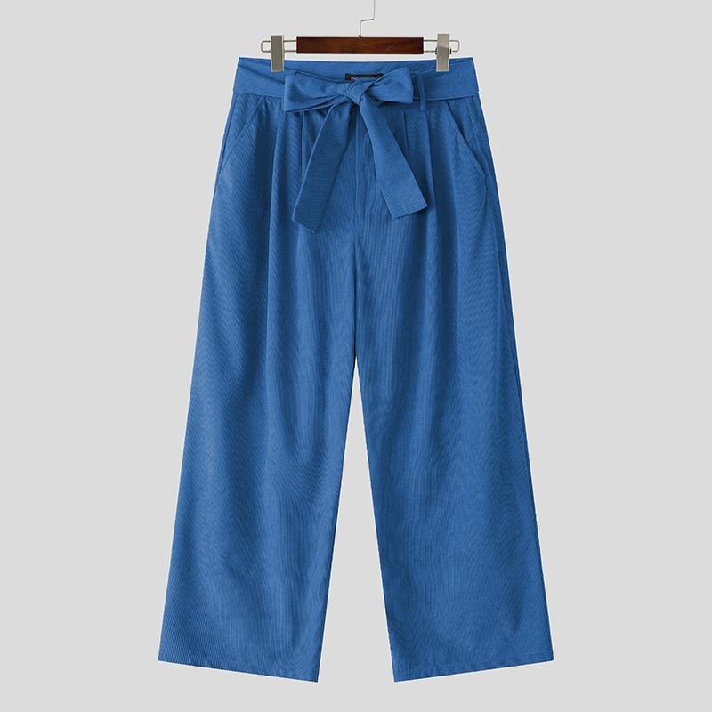 

INCERUN Мужские однотонные гаремные брюки с текстурой, с множеством карманов, на молнии, с бандажной талией 4XL синий