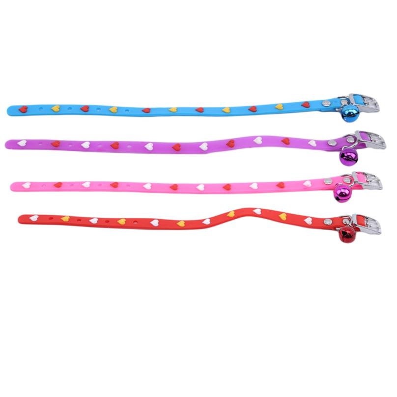 Adjustable Colorful Collar Bell Pet Cat Dog Love Hearts Patterns Neck Collar