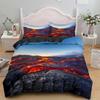 Volcano Duvet Cover Set King Size Disaster Pattern Red Yellow Comforter Cover Microfiber Lava Bedding Set For Adult Boy Men Teen