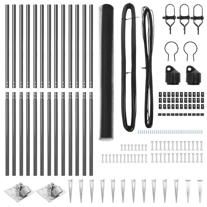 VidaXL Clôtures Set de 2 Gris Métal 25 x 1,5 m Durable 3353247